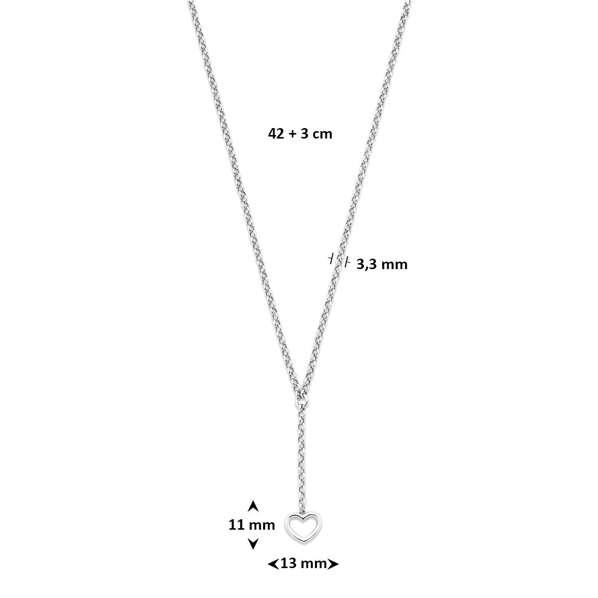 Collana a Y in argento 925 rodiato con cuoricino