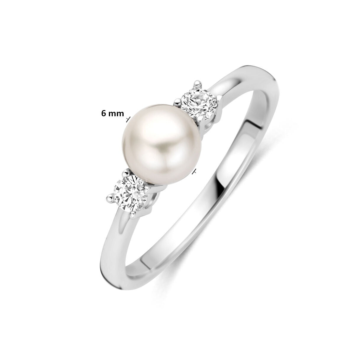Anello in argento con perla e zirconia – anello da donna in argento 925 rodiato