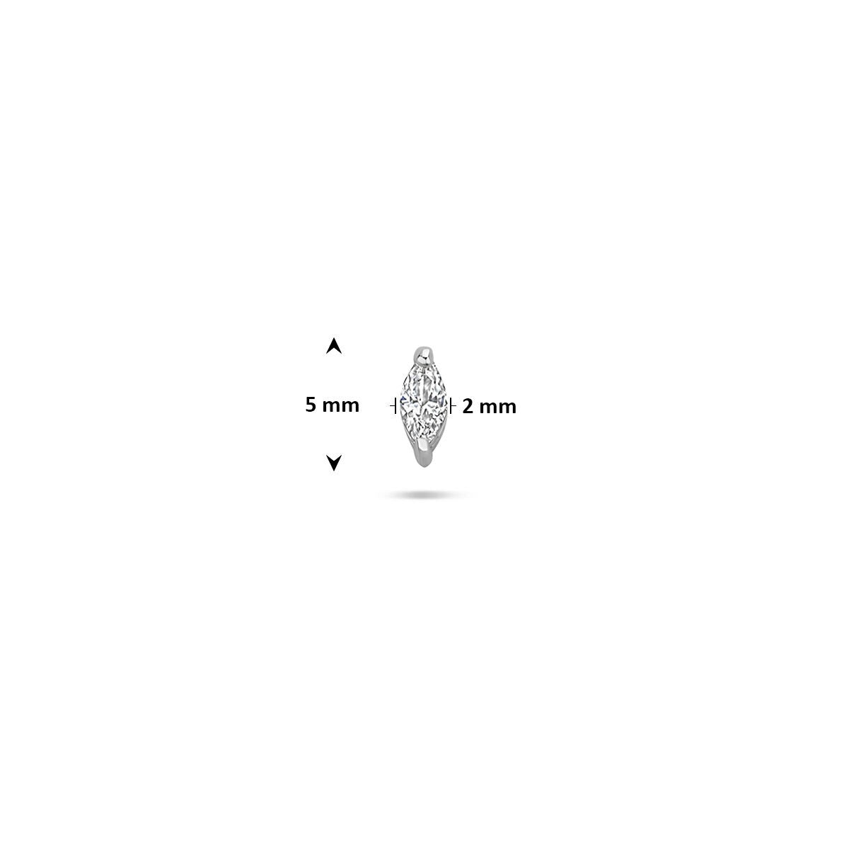 Piercing flat back in argento con zirconia marquise – rodiato 925