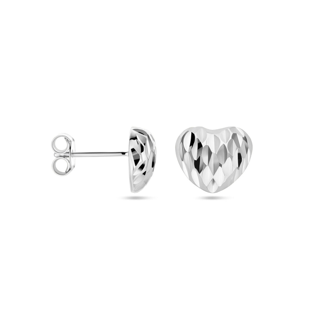 Orecchini a bottone a forma di cuore in argento – argento 925 rodiato
