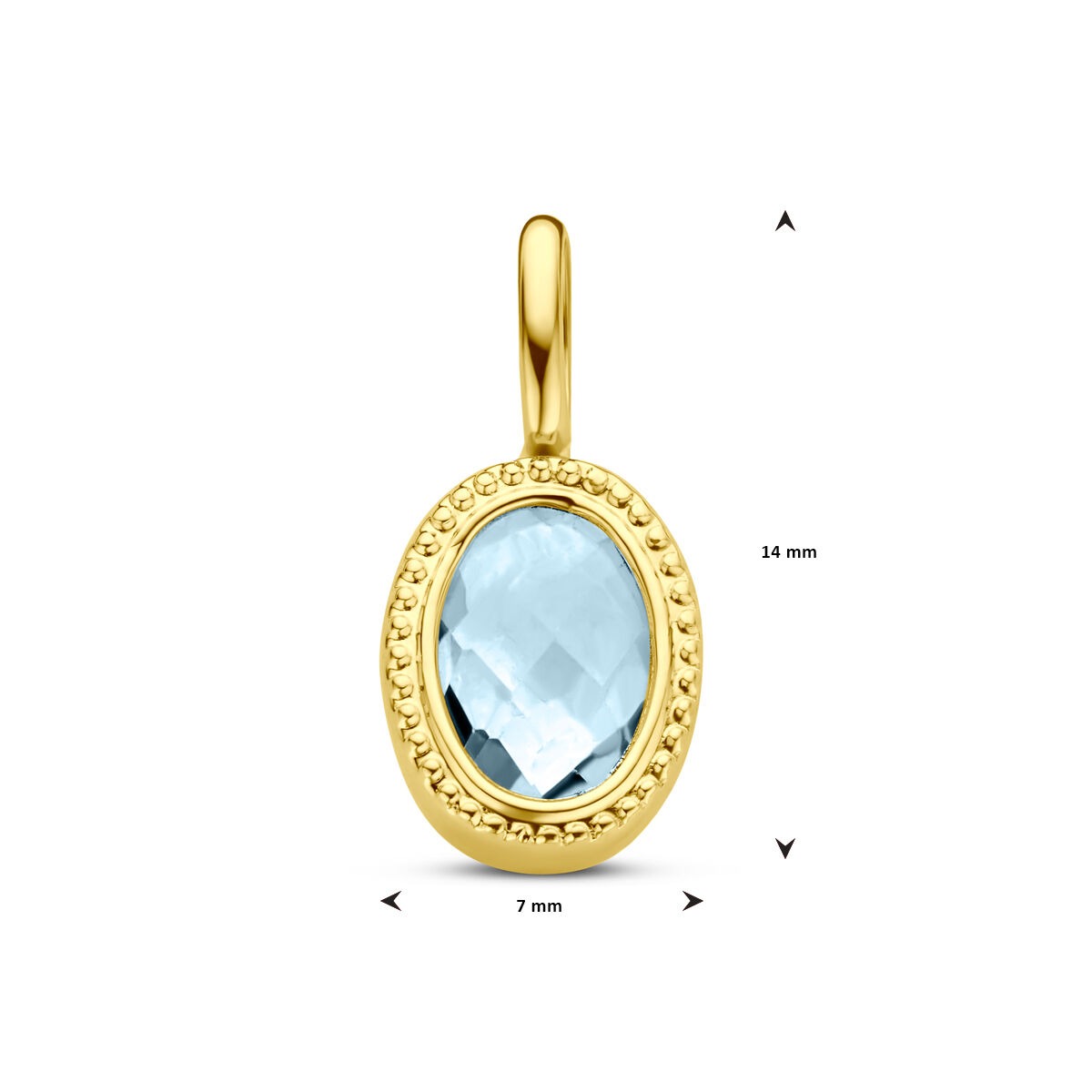 Ciondolo in Oro Giallo 14k con Topazio Blu – Incastonatura Solitaria Ovale