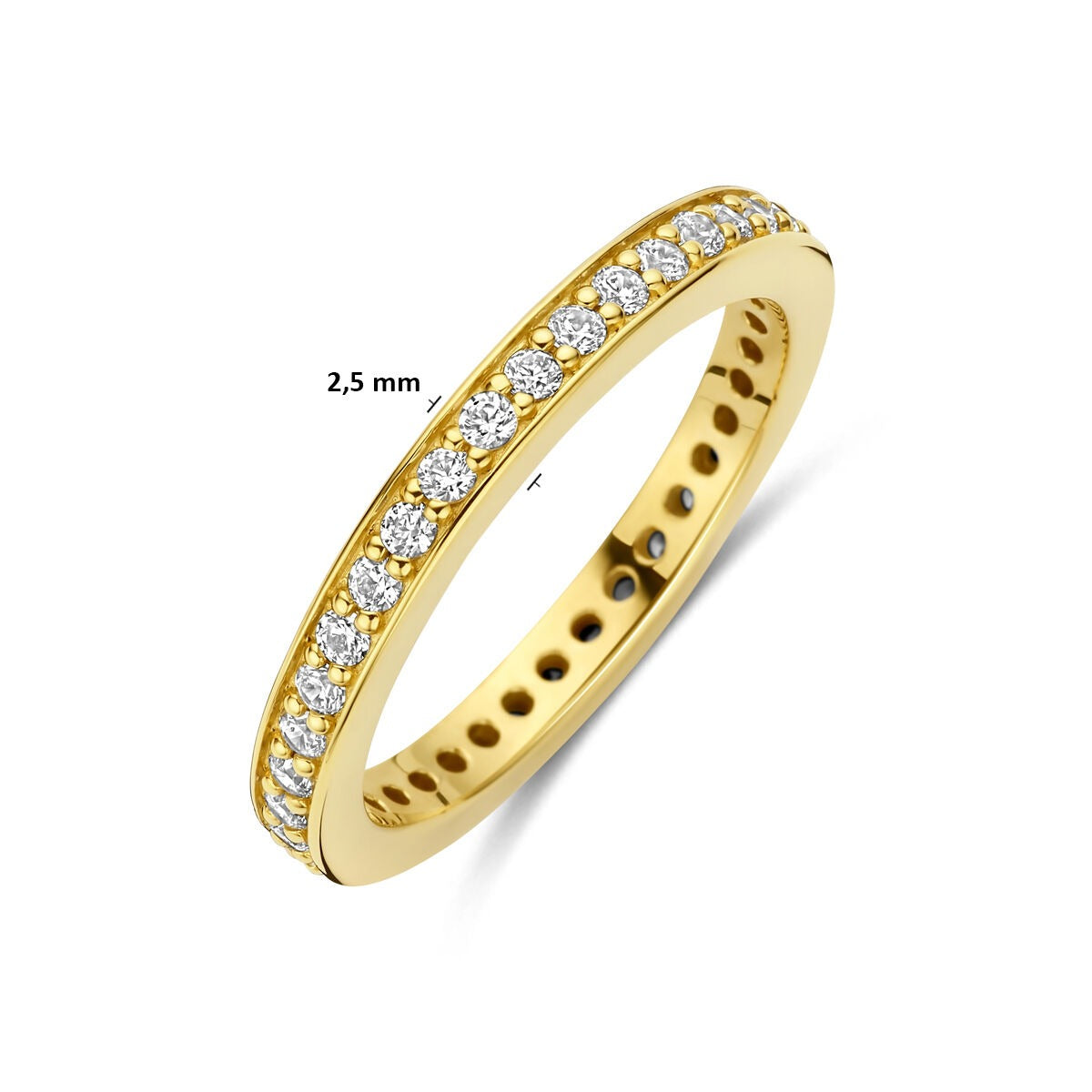 Anello in argento 925 dorato con zirconia 2,5 mm