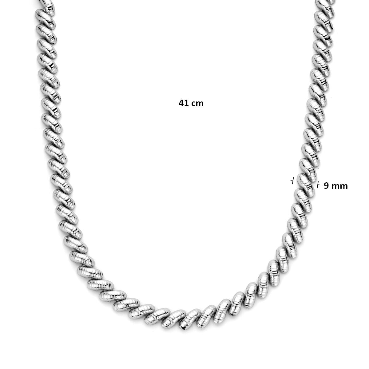 Collana da donna in argento – argento rodiato 925 con maglie larghe