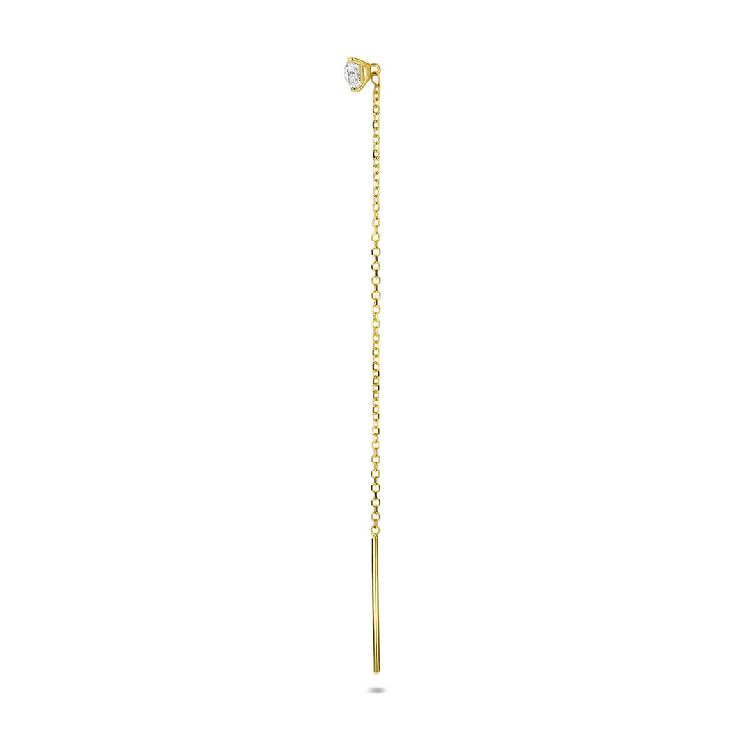 14k Geelgouden doortrekoorbel met lab grown diamant – per stuk verkocht