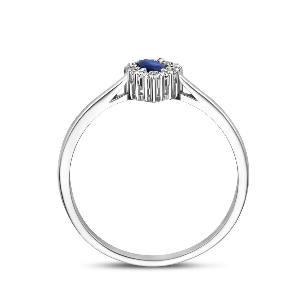Anello da donna in argento rodiato con zaffiro e zircone