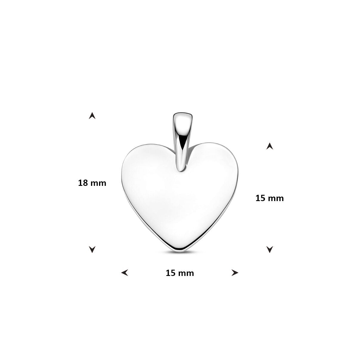 Ciondolo incisione a cuore in argento rodiato 18 mm
