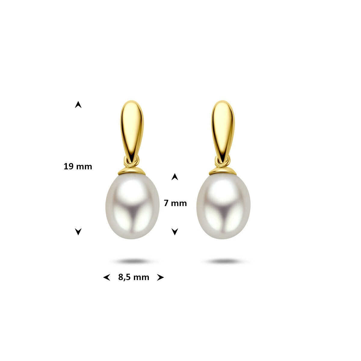 Orecchini pendenti con perla in oro giallo 9k