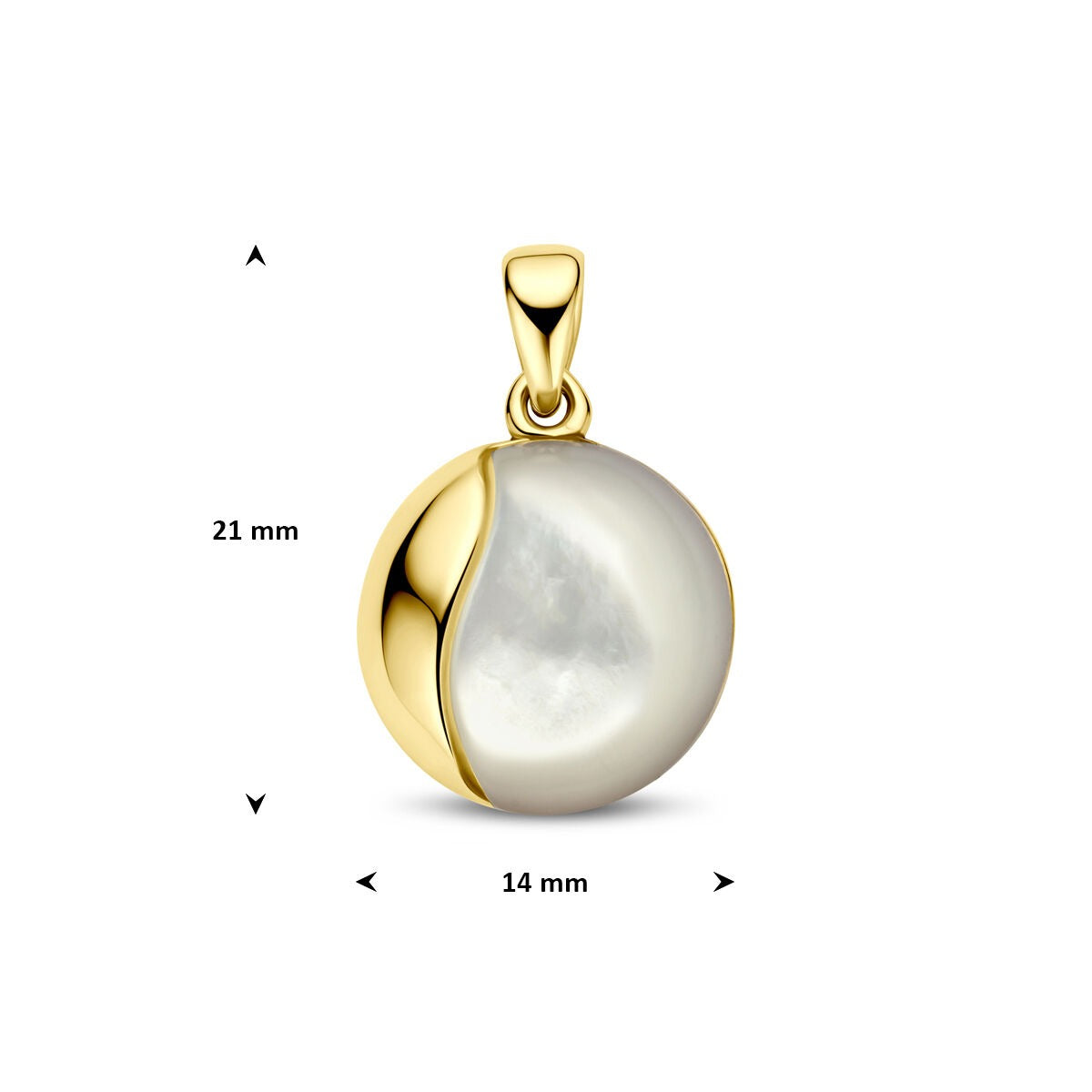 Ciondolo in oro giallo 14k con madreperla 14 mm
