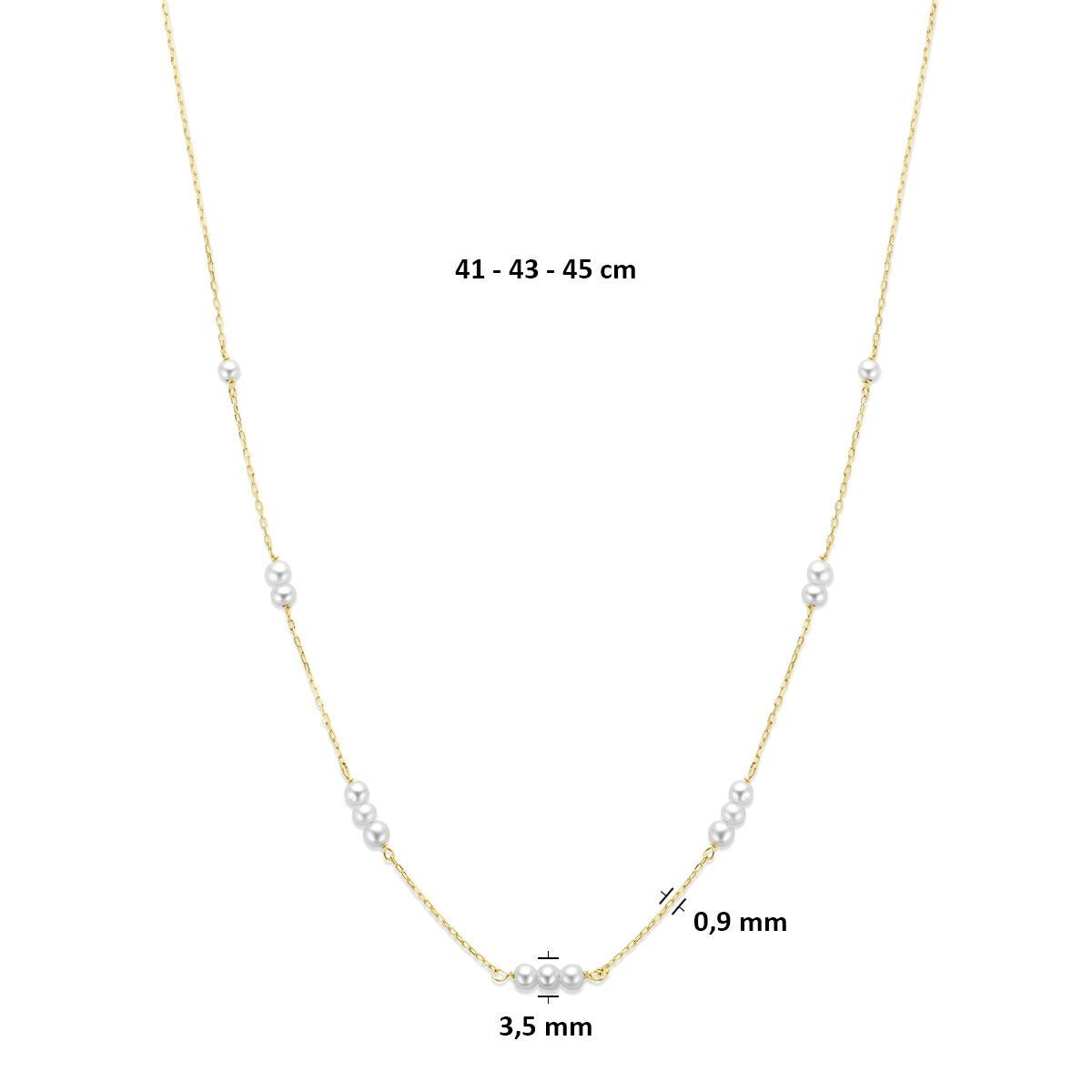 Collana in oro giallo 9k con perle