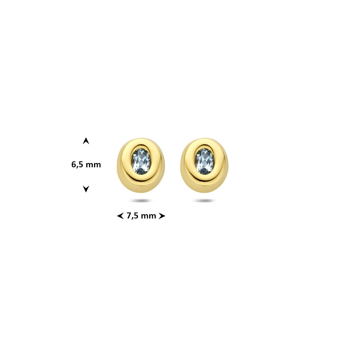 Orecchini a lobo in oro giallo 9k con topazio blu