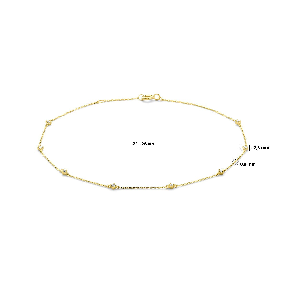 Cavigliera in oro giallo 9k con zirconi