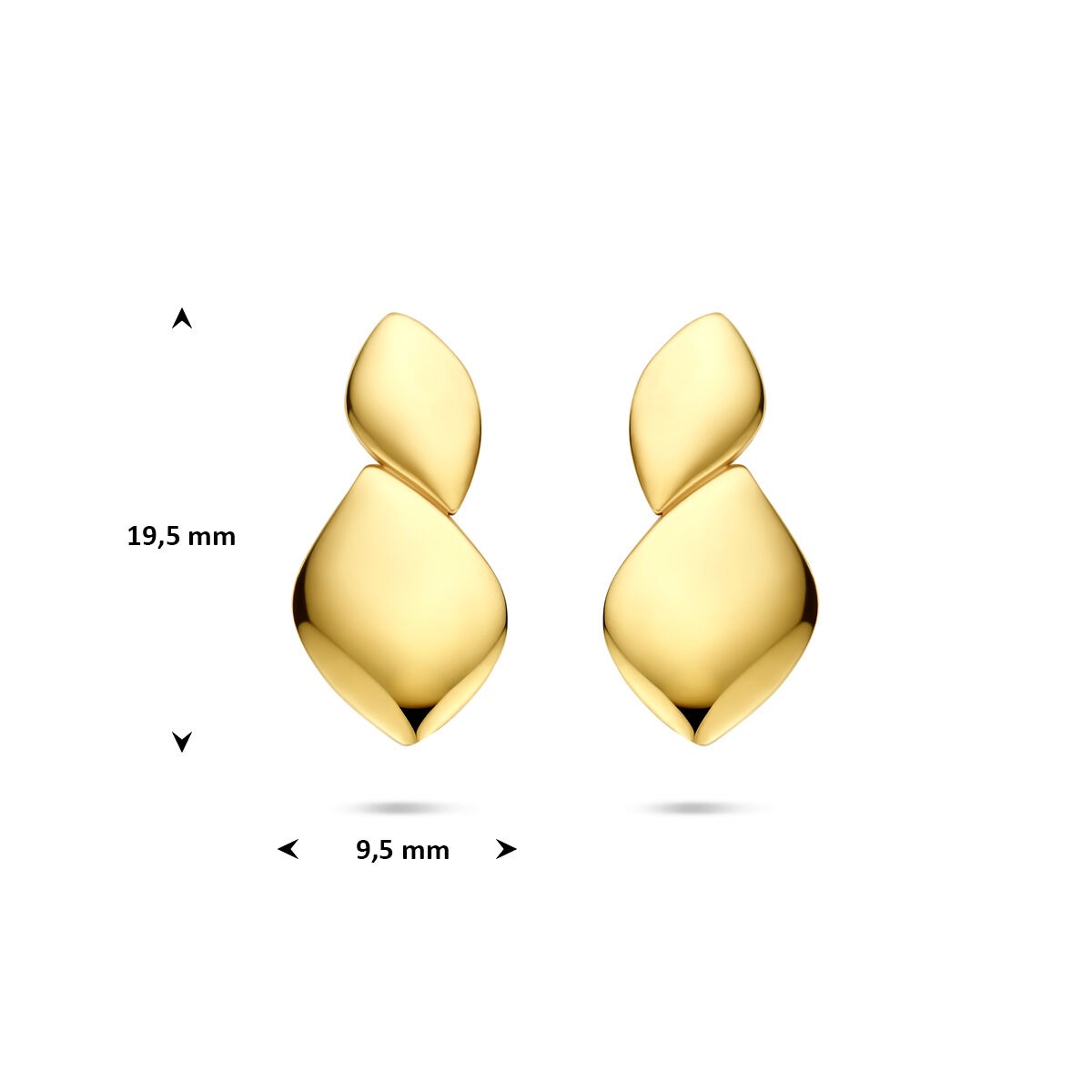 Orecchini a bottone in oro 14k dal design allungato