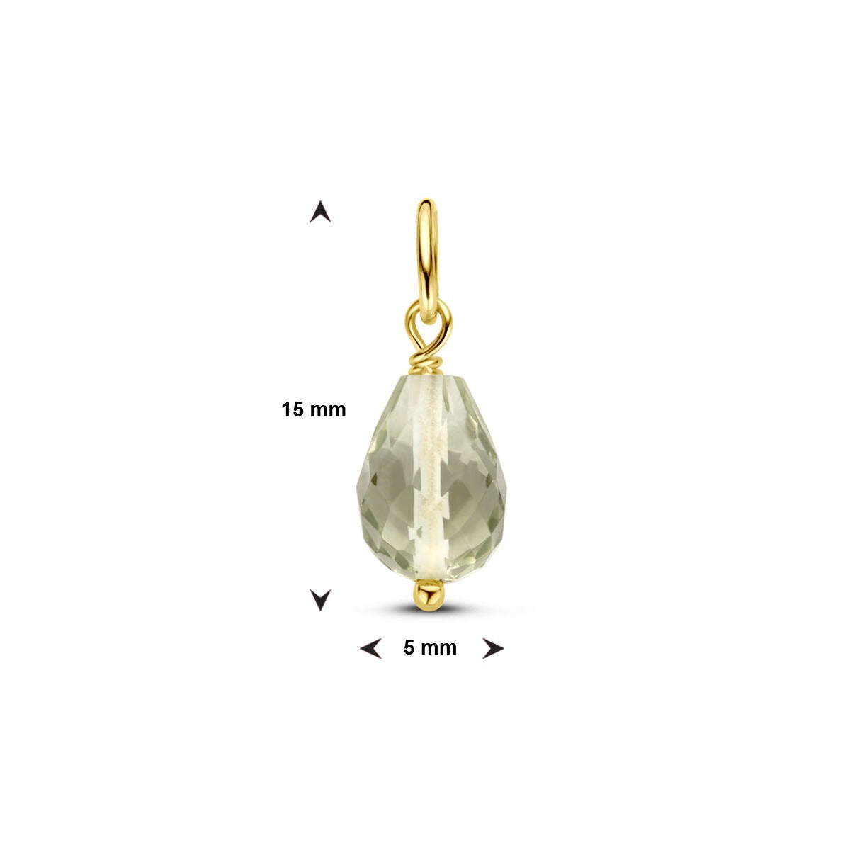 Ciondolo in Oro Giallo 14K con Ametista Verde – Taglio Briolette