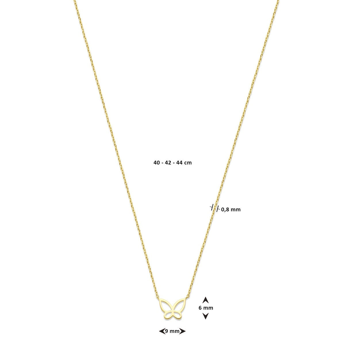 Collana in oro giallo 14k con farfalla - Elegante e Vivace