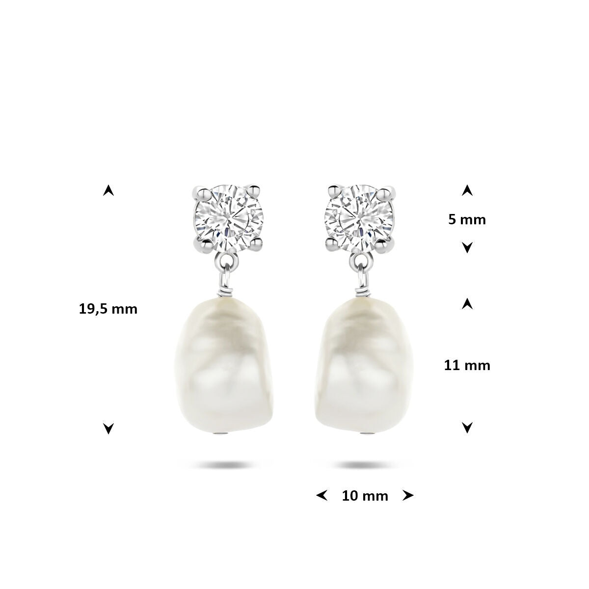 Orecchini pendenti in argento 925 con perla e zircone