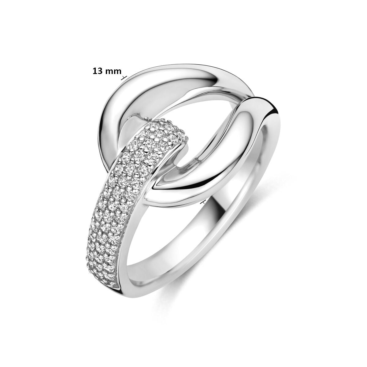 Anello in argento 925 rodiato con zirconia pavé