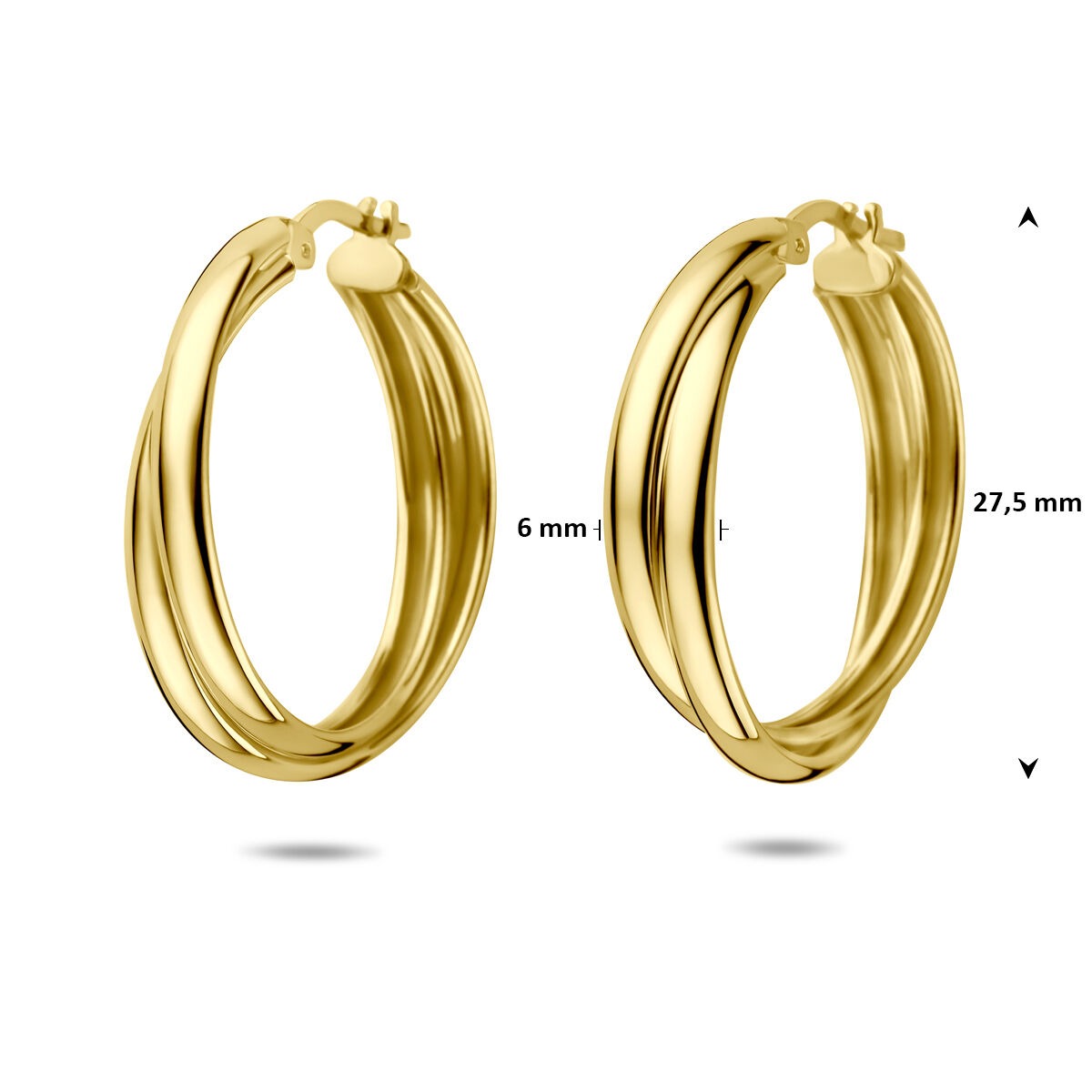 Orecchini a cerchio in argento 925 placcato oro giallo