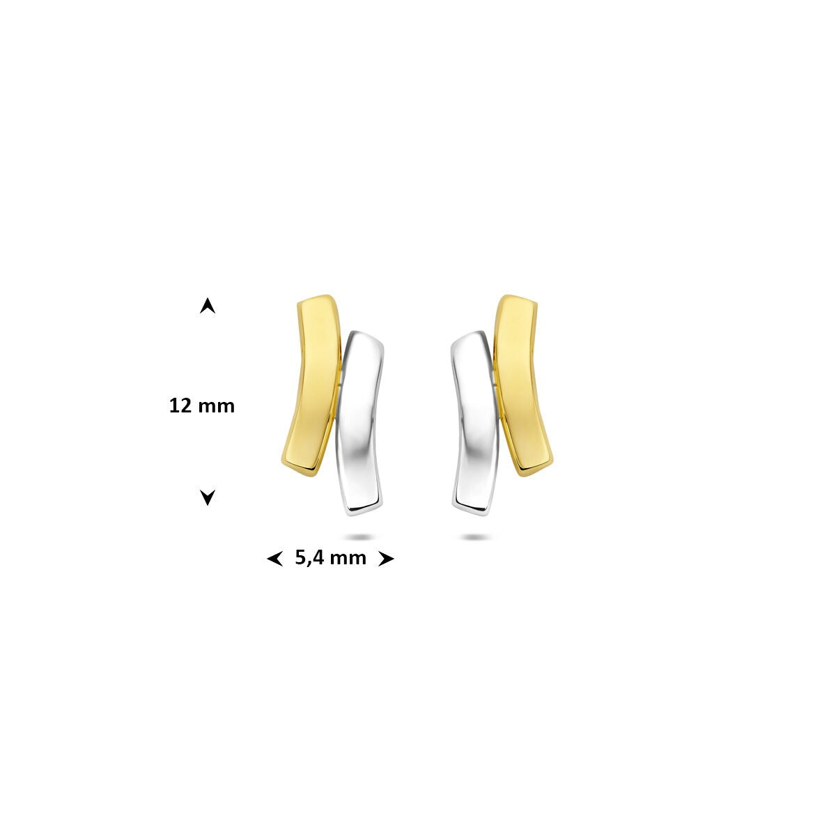 Orecchini a bottone in oro bicolore 9k