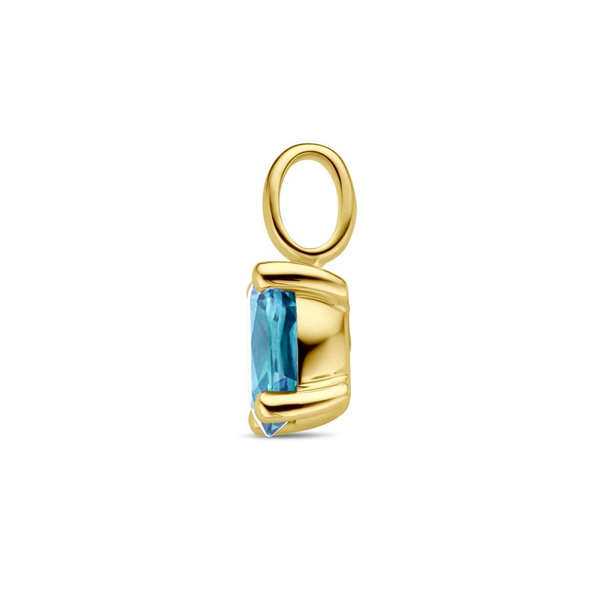 Ciondolo in oro giallo 14k con topazio London Blue