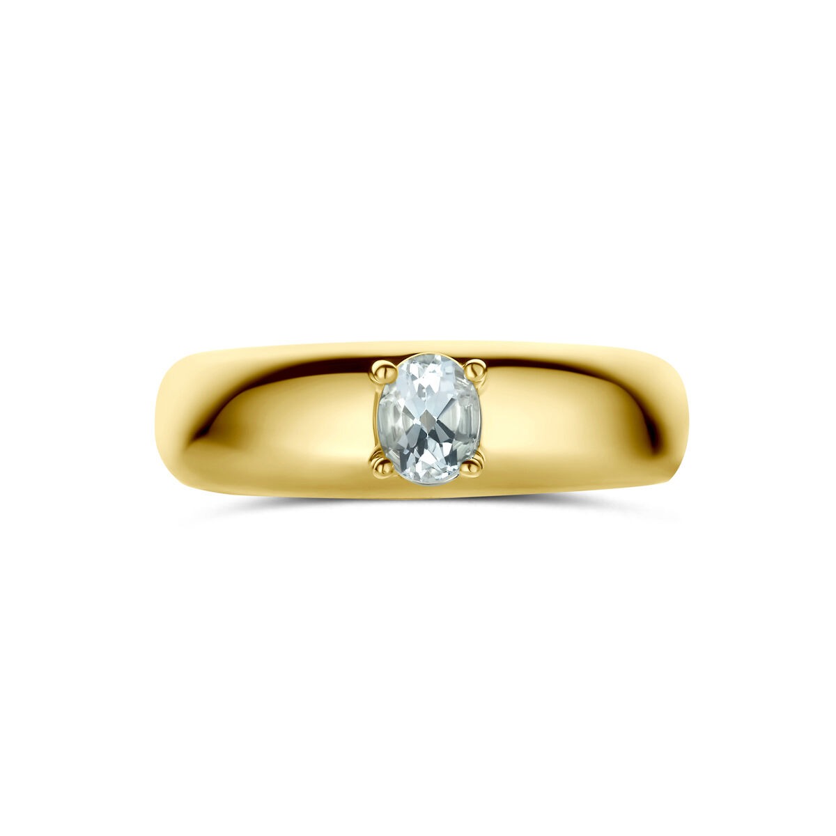 Anello in oro giallo 14k con acquamarina