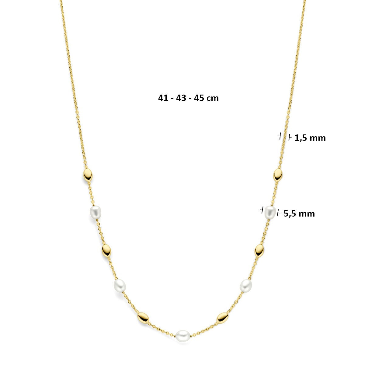 Collana in oro giallo 14k con perle