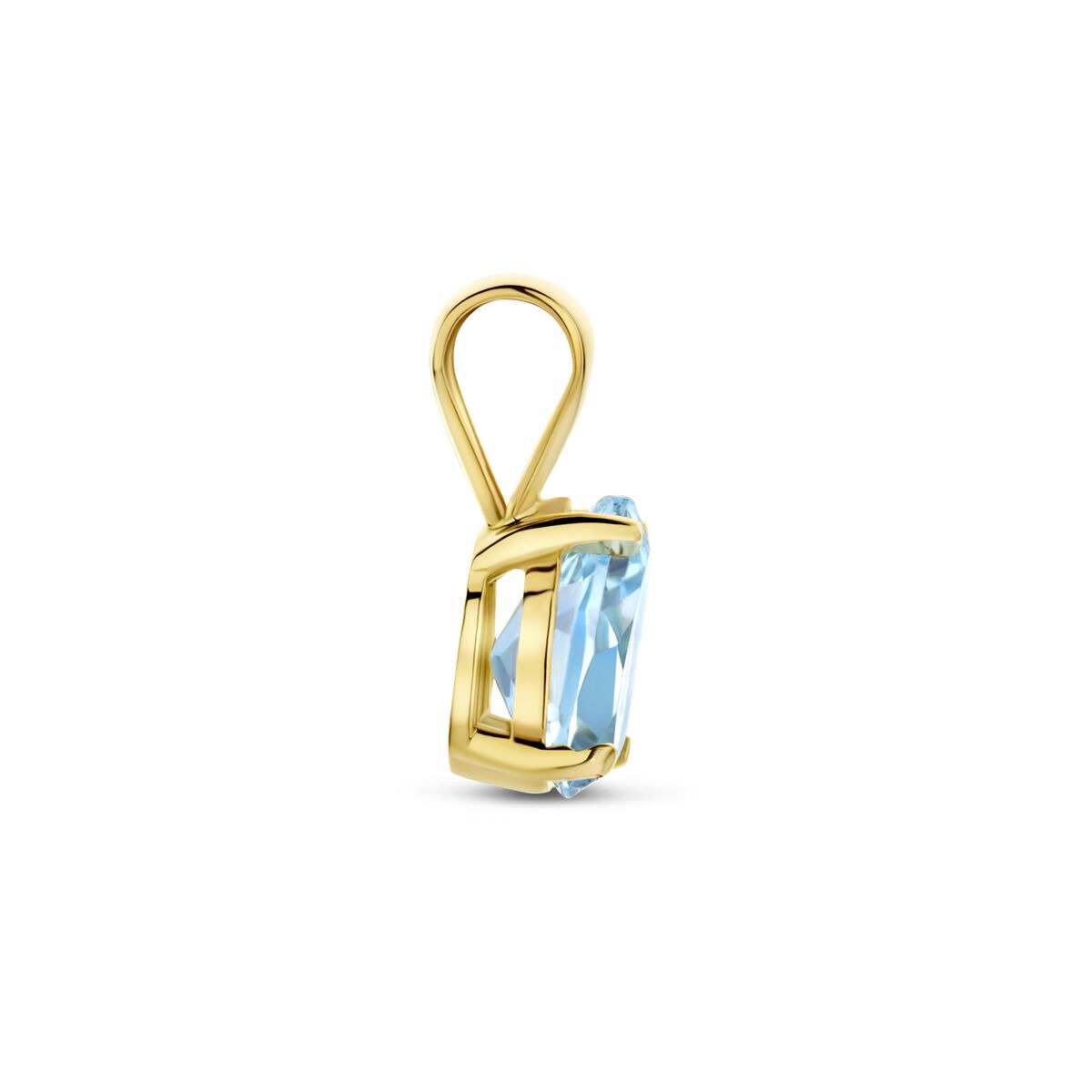 Ciondolo in oro giallo 14k con topazio blu