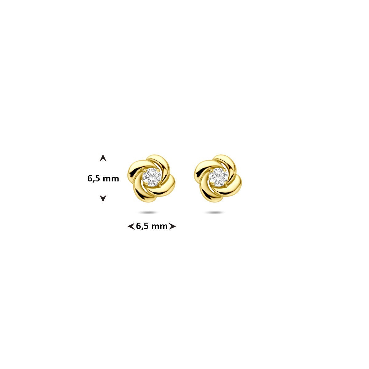 Orecchini a bottone in oro giallo con zircone – 14k, castone a 4 griffe