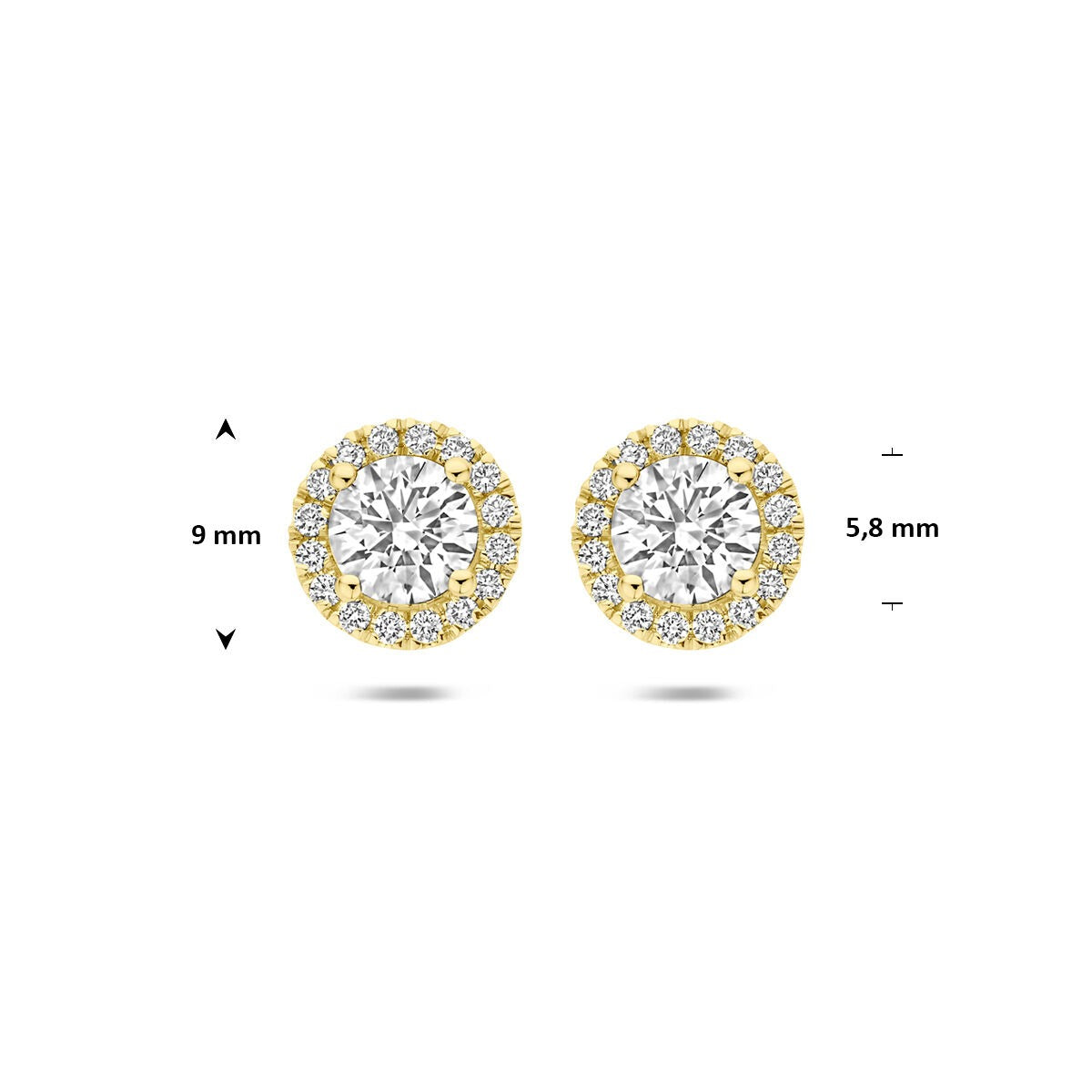 Orecchini a Bottone in Oro 14k con Diamante Lab Grown