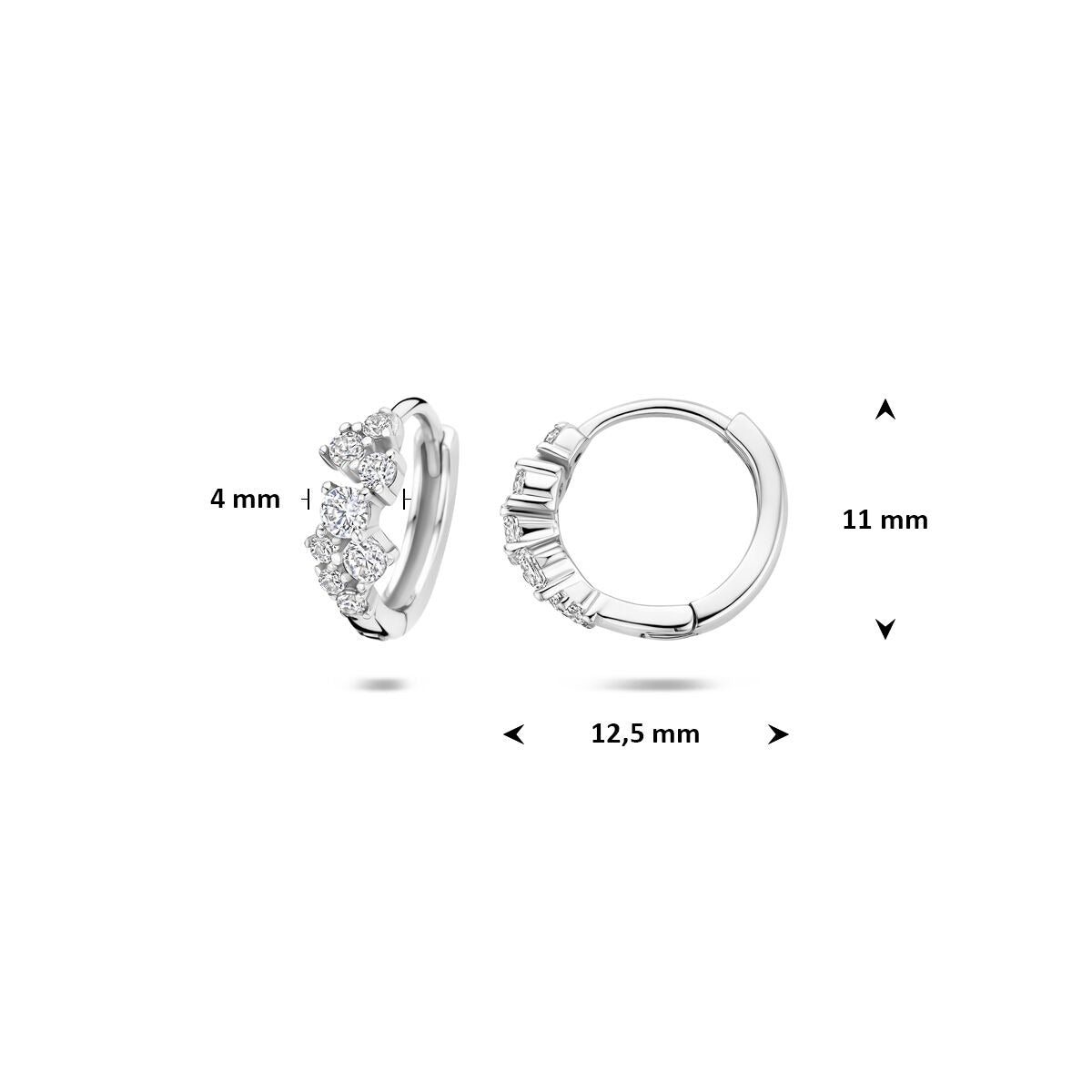 Orecchini a Cerchio in Argento Rodiato con Zircone