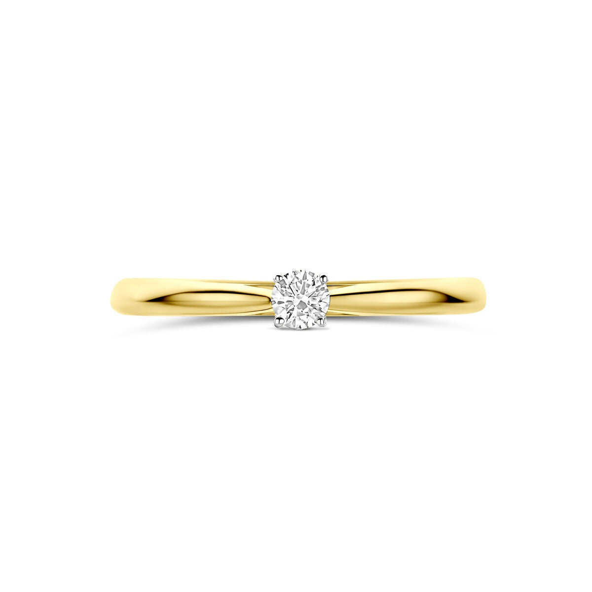 Anello bicolore in oro giallo e bianco 14k con diamante lab grown da 0,10 ct