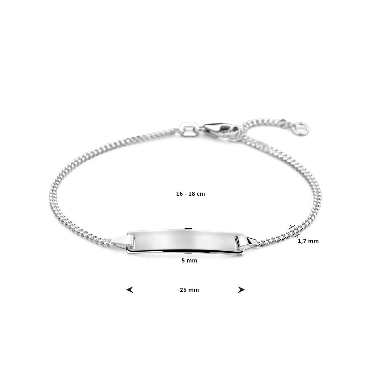 Bracciale da donna in argento con incisione, maglia gourmette e placca da incidere