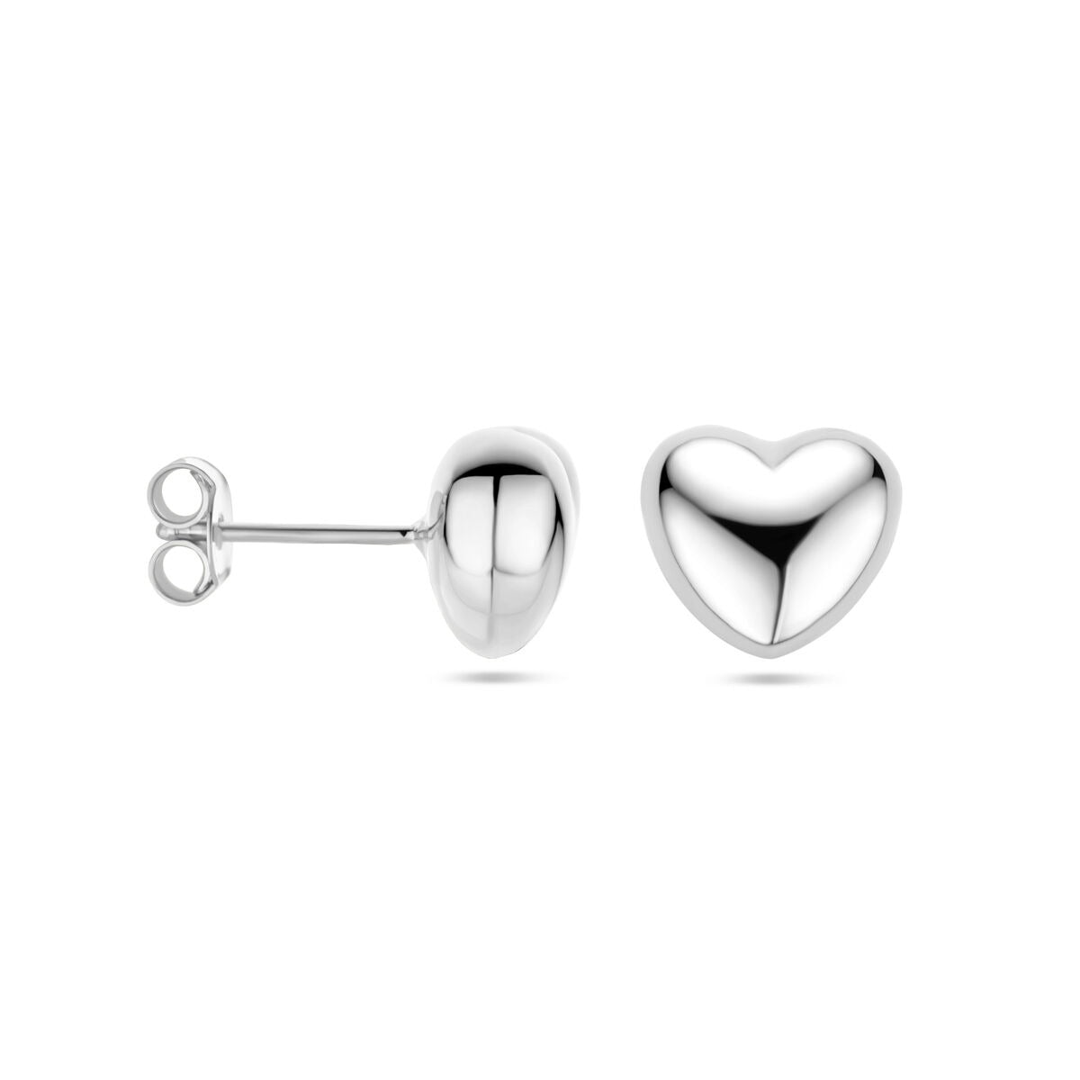 Orecchini a bottone cuore in argento – argento 925 rodiato