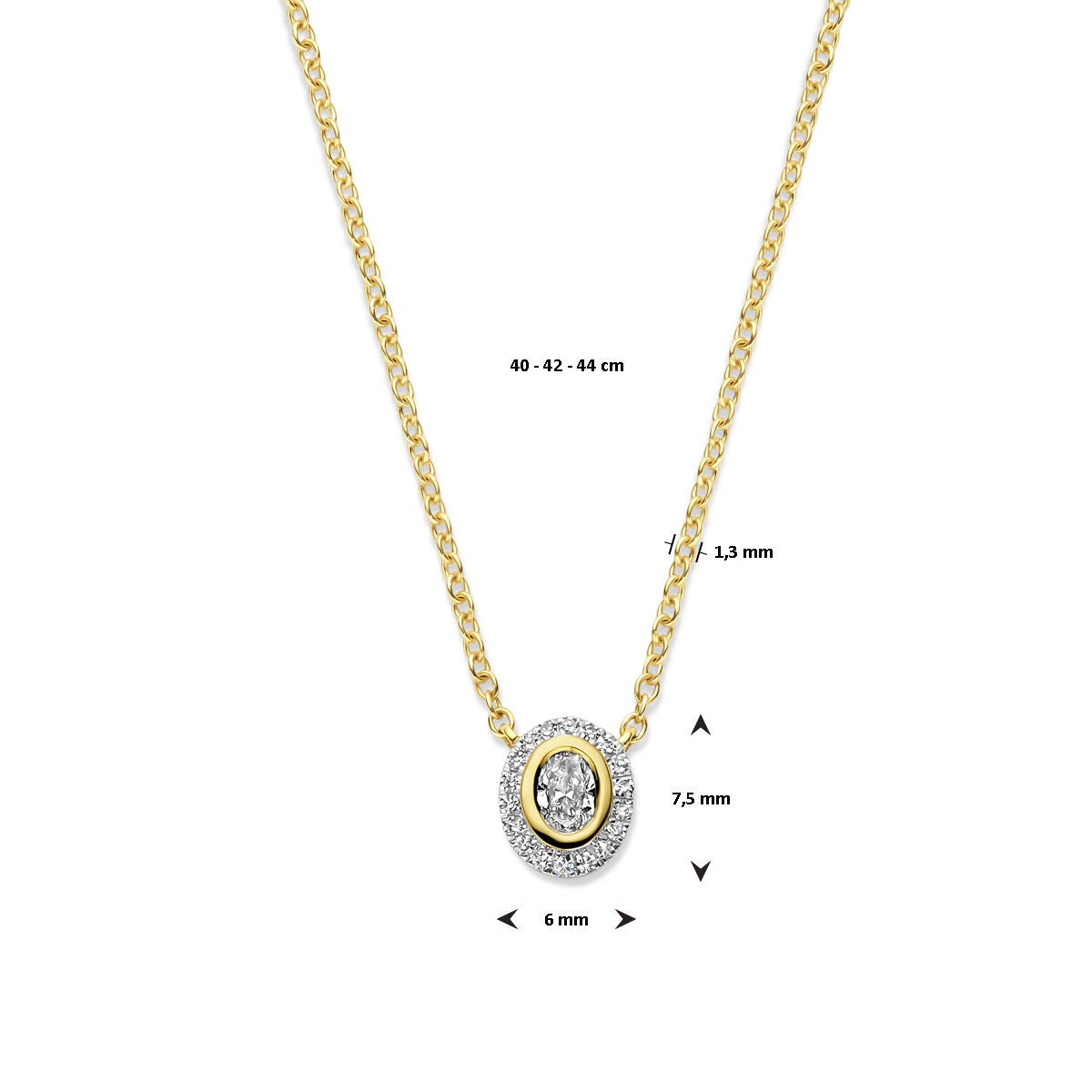 Collana in Oro Giallo 14k con Diamante – Montatura Entourage 0.25ct