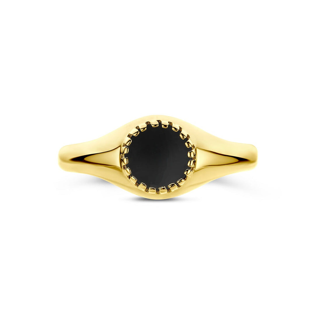 9k Geelgouden ring met onyx