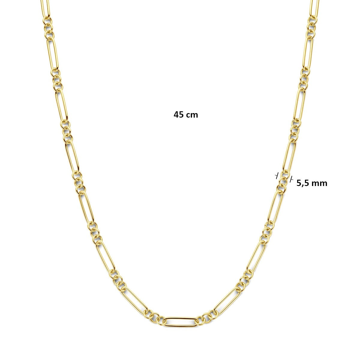 14k Geelgouden ankercollier met 925 zilveren kern