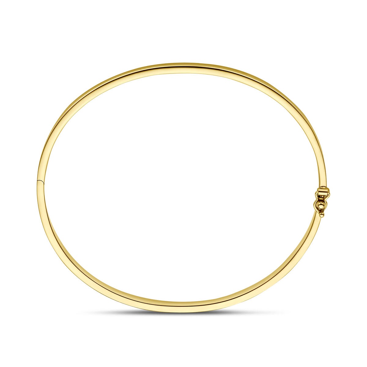 Bracciale bangle in oro giallo 9k con tubo piatto e anima in argento