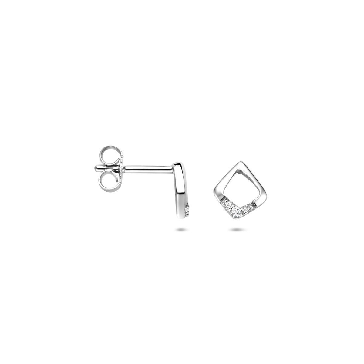 Orecchini a lobo in argento con zirconia – 7 x 6.5 mm