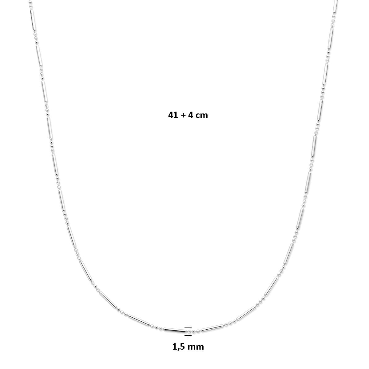 Collana da donna in argento rodiato senza ciondolo 1,5 mm 41 + 4 cm