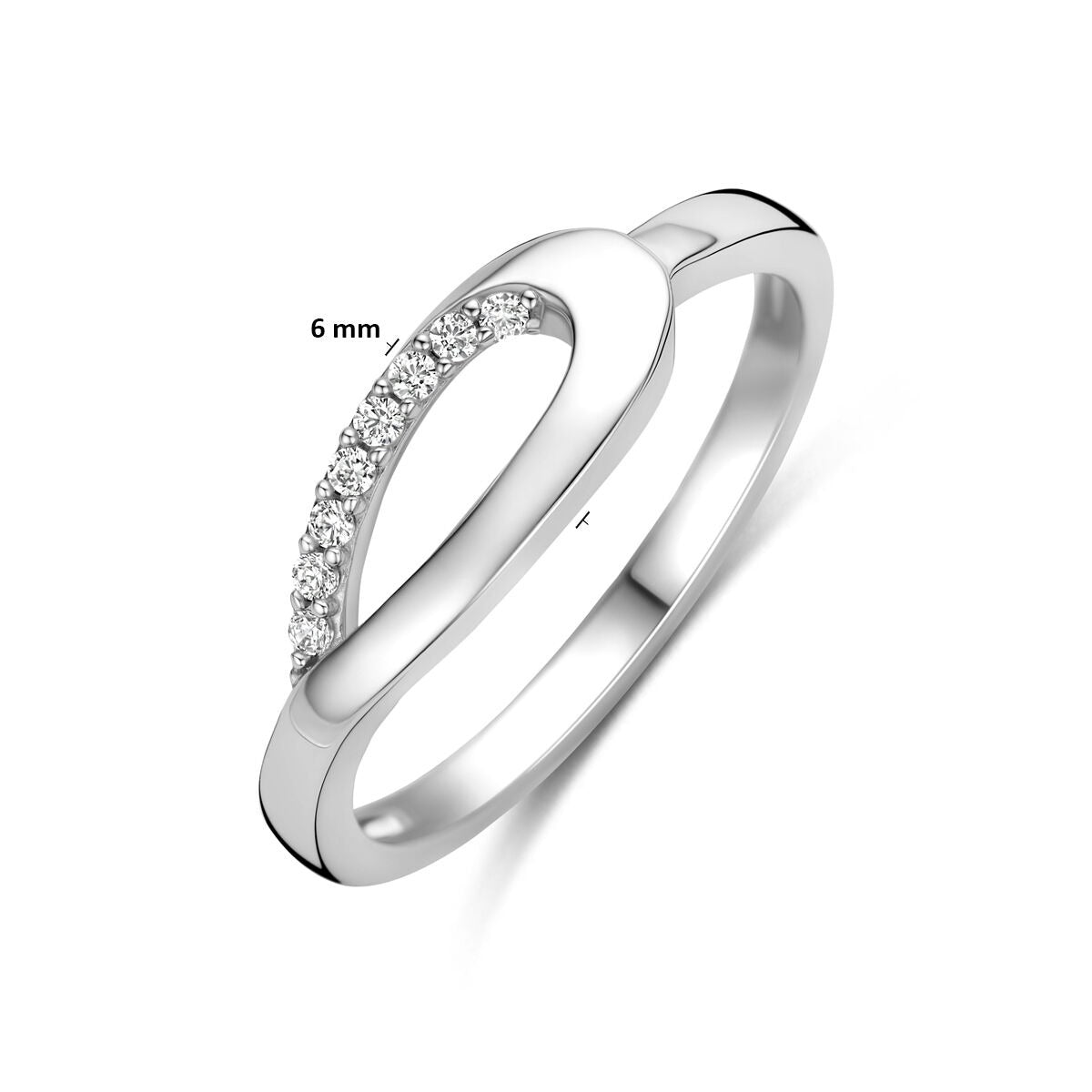 Gerhodineerd 925 zilveren ring met zirkonia