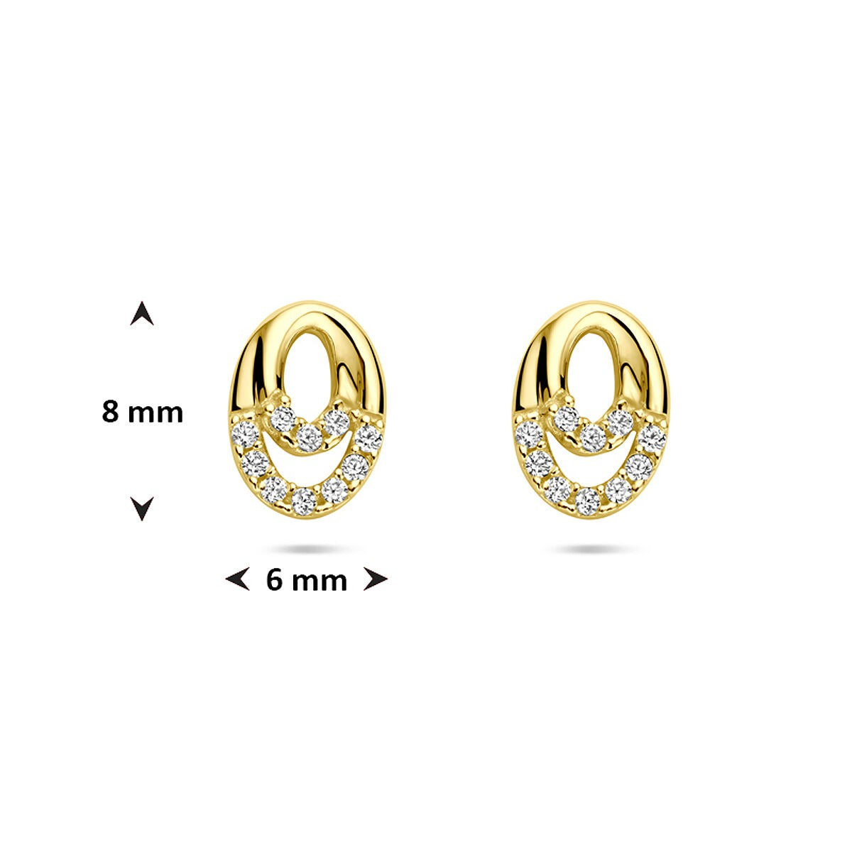 Orecchini a bottone in oro 14k con zirconia – montatura entourage