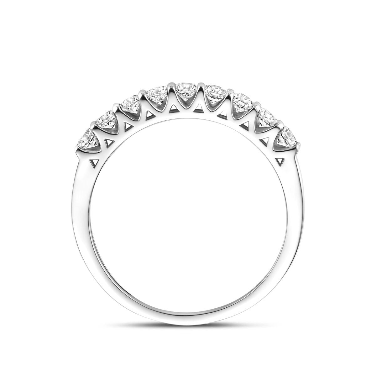 Anello alliance in argento rodiato con zirconi