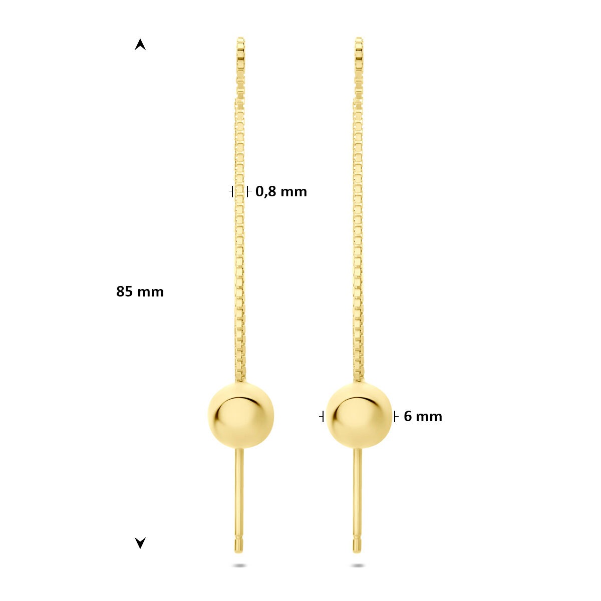 Orecchini pull-through dorati in argento a sfera