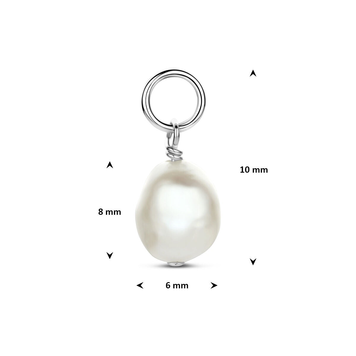 Ciondolo per cerchi in argento rodiato con perla