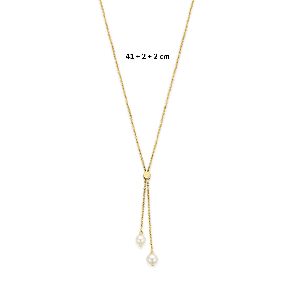 14k Geelgouden Y-collier met parels