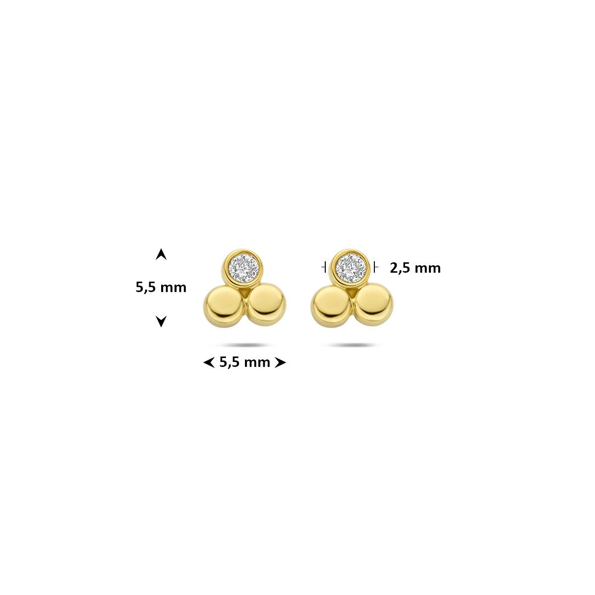 orecchini a bottone in oro giallo 14k con diamante lab grown 0,13 ct
