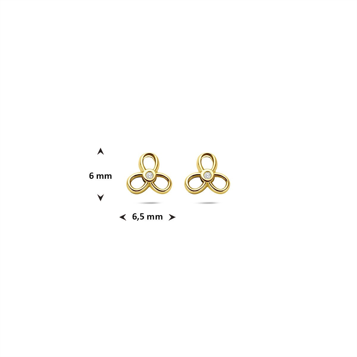 Orecchini a bottone 9k in oro giallo con zirconia – 6x6,5mm