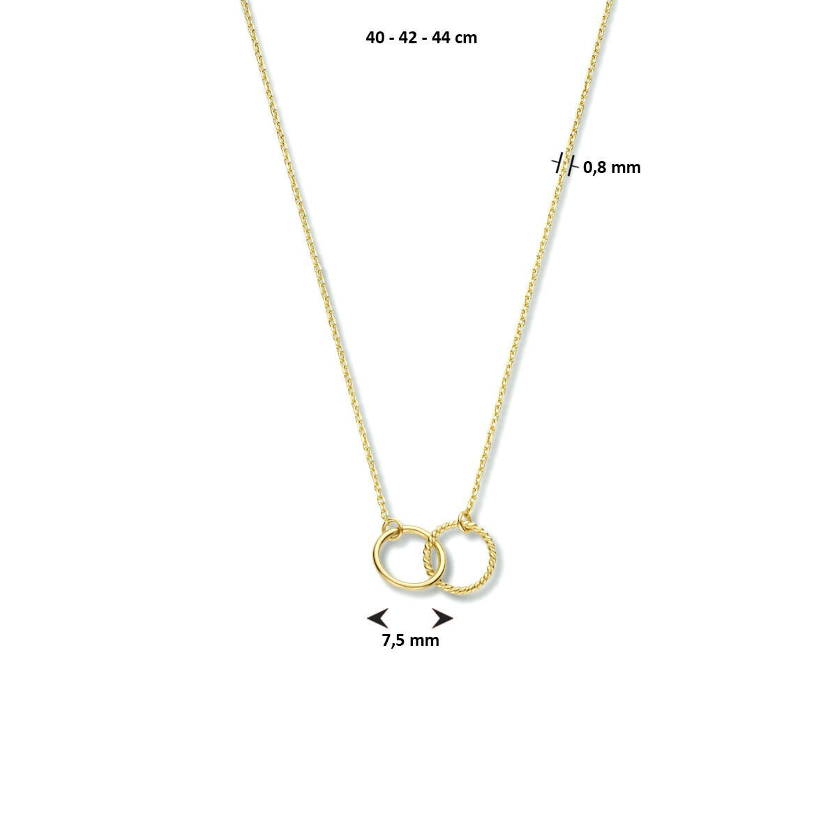 Collana in oro giallo 9k con doppio cerchio