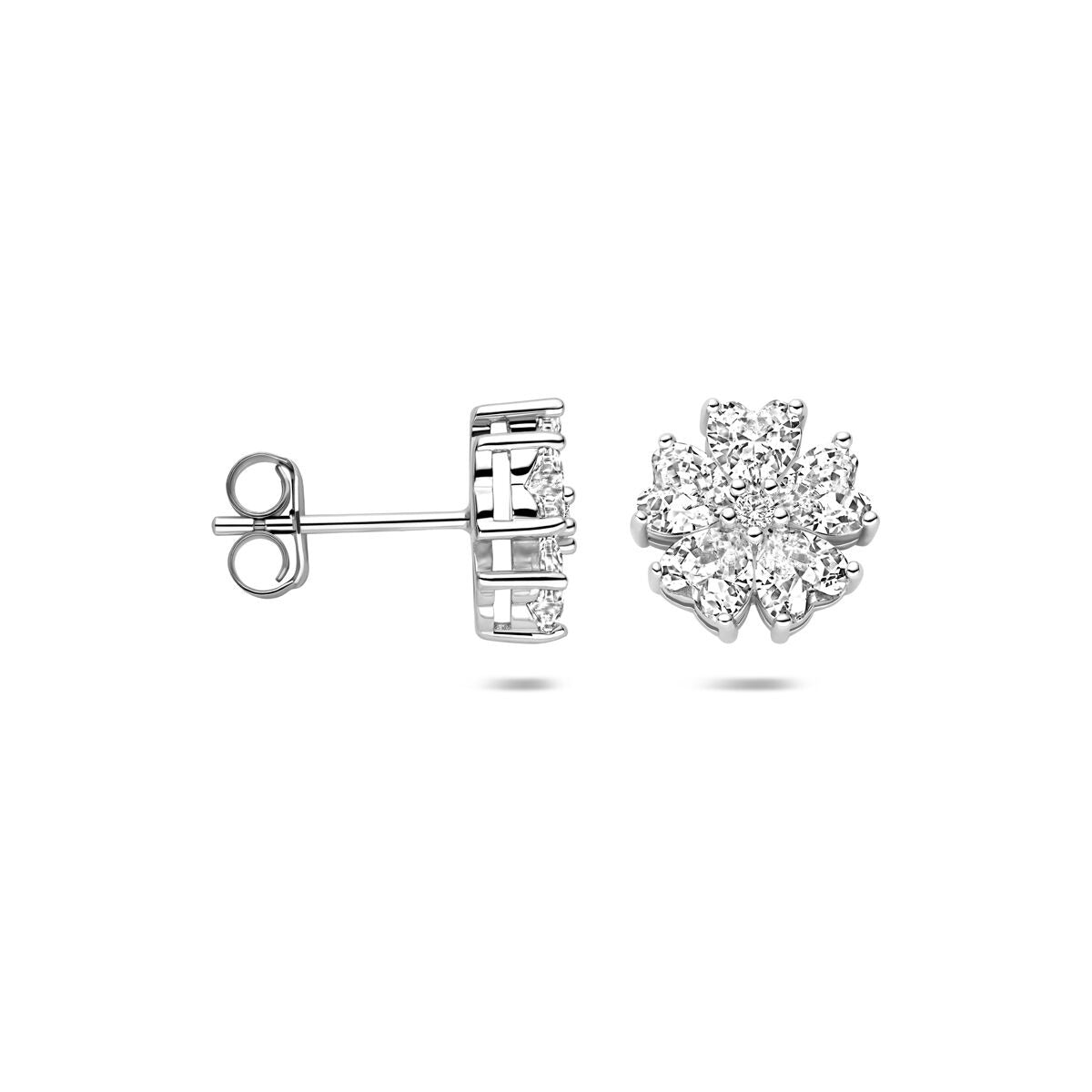 Orecchini a bottone in argento rodiato con zircone – entourage