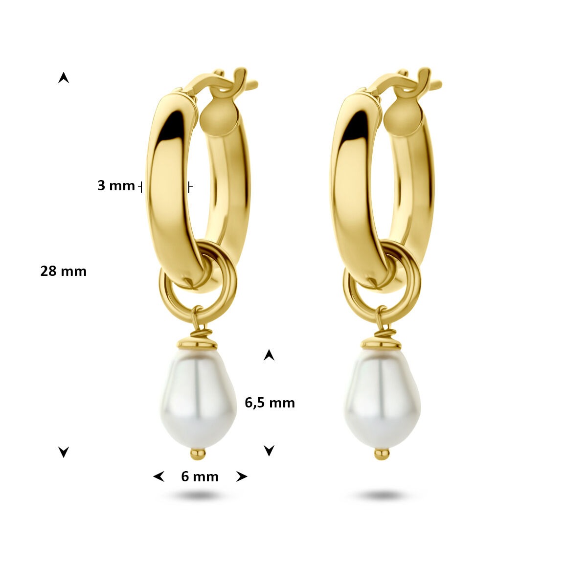 Orecchini a cerchio in argento 925 dorato giallo con perla d'acqua dolce