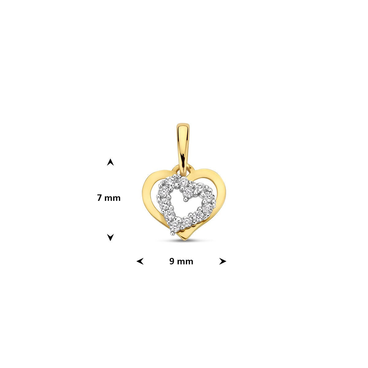 Ciondolo Cuore 9k Bicolore con Zircone
